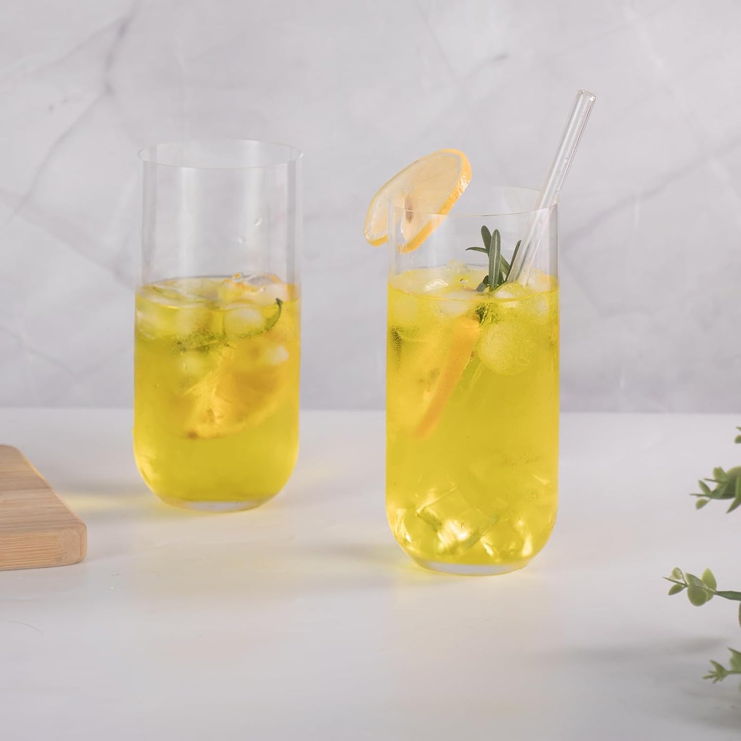 KAMMAK Drinking Glasses Set of 2, 17oz Crystal Water Glasses,Tall Glass Cups, Highball Glass for Cocktail, Juice, Mojito, Iced Tea, Collins Glasses, Kitchen and Bar Glassware Gifts