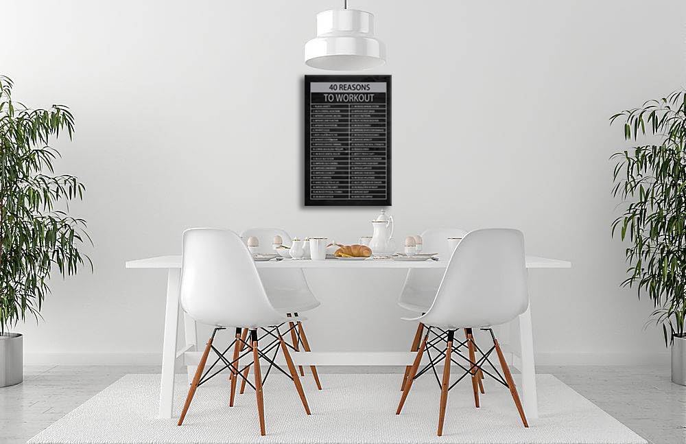 Inspirational Wall Art Inspirational Office Decor Wall Positive Quotes Success Poster 40 Reasons to Workout Canvas Artwork Picture Print Framed for Home Living Room School Wall Decor[24" W x 36" H]