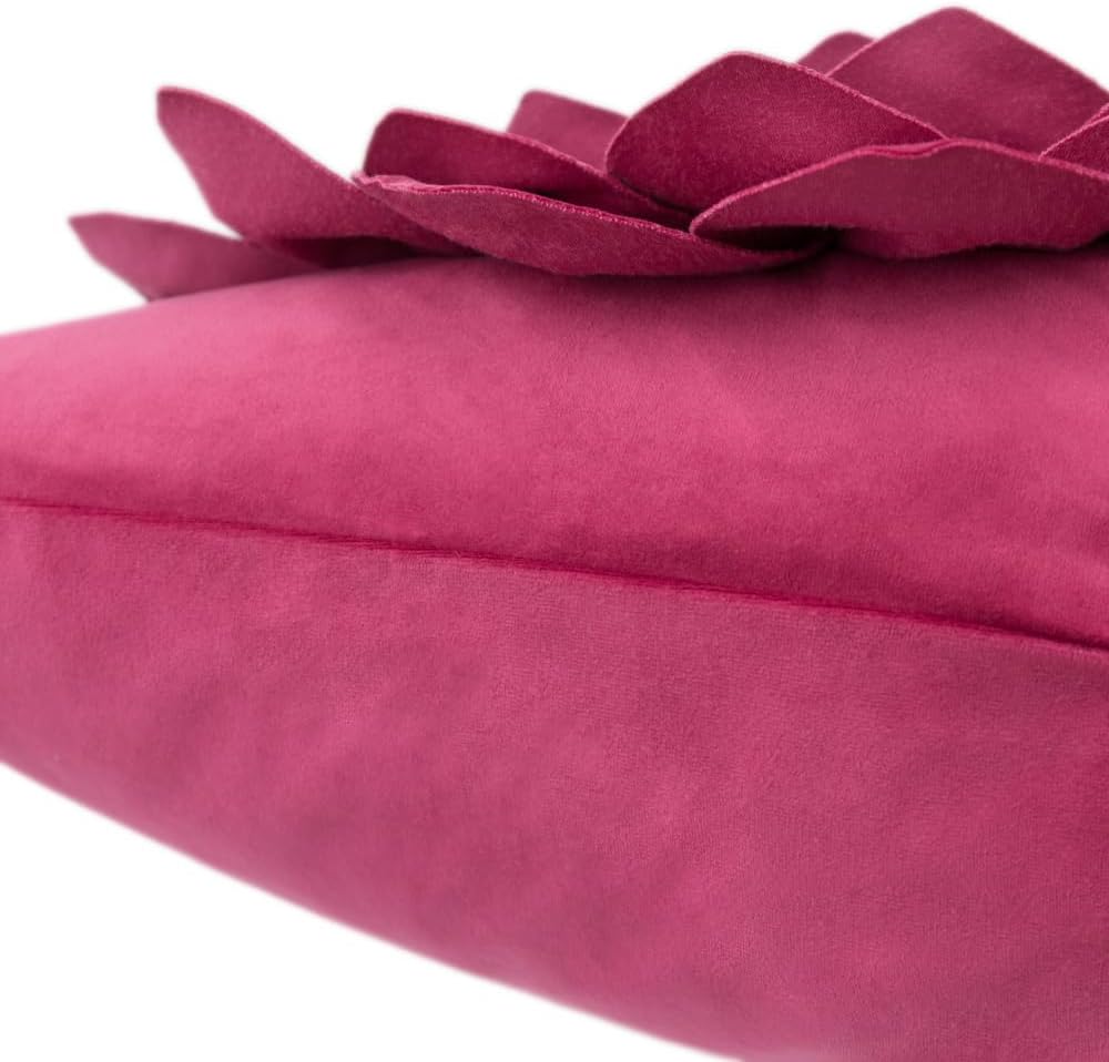 Decorative 3D Flower Throw Pillow Covers Handmade Pillowcases for Sofa Bed Home Room Decor 18 x 18 Inch Rose Red