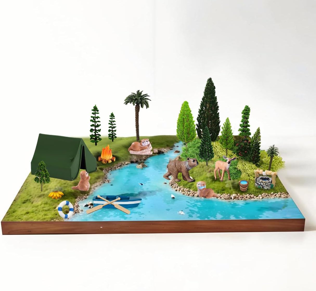 Miniature Garden Accessories, 32 Pcs, Model Scenery Kit, Forest Animal Figures with Model Trees Craft Grass for DIY Crafts, Micro Landscape Decoration