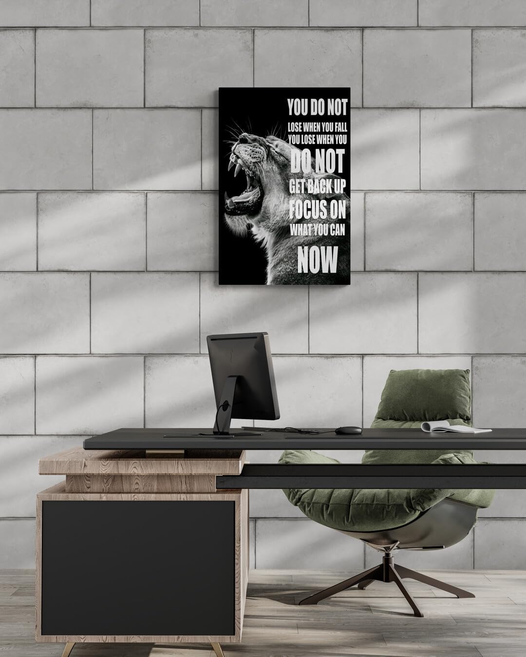 GoForArt Inspirational Canvas Wall Art, Motivational Animal Success Words Motto Office Bedroom Poster Print, Modern Lion Positive Dorm Room Wall Decor 12x18in