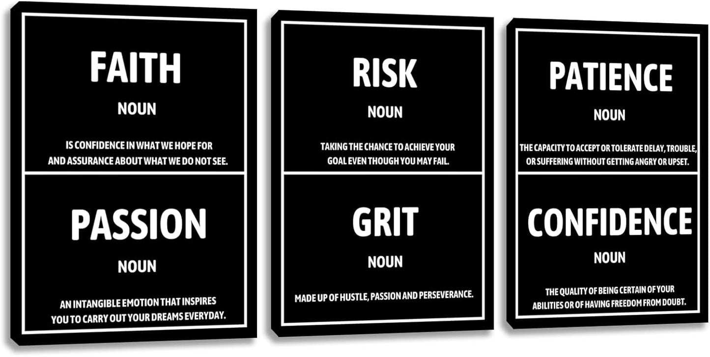 Inspirational Framed Canvas Wall Art Painting Artwork Motivational Positive Quotes Prints Posters Picture Black Home Painting Wall Decor for Living Room Bedroom Office Gym Decoration (72" Wx36 H)