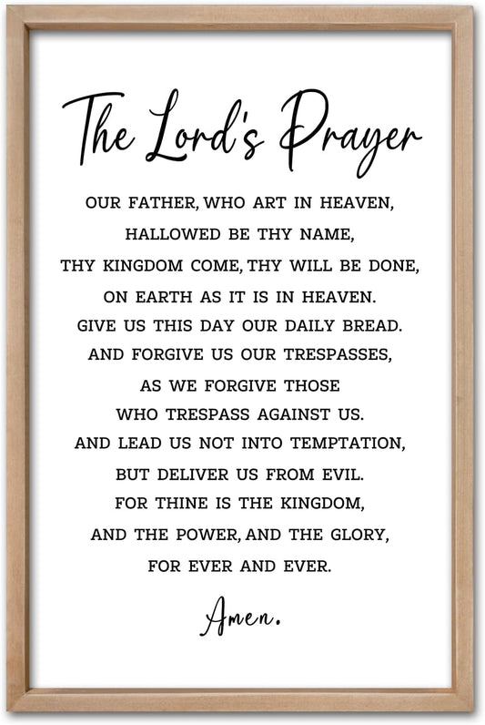comurdyo Christian Wall Art The Lords Prayer Rustic Bible Verse Wall Decor 24"×16" Our Father Prayer Inspirational Positive Religious Saying Sign God Jesus Scripture Print Hanging (Wood)
