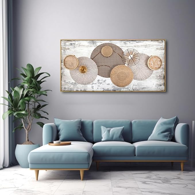 Wall Art Floral Rustic Wall Decor Yellow and White Canvas Painting Abstract Wall Art for Bedroom Living Room Dining Room Home Office Decor 30"x60" with Framed