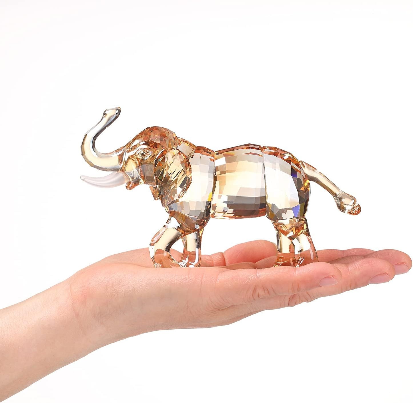 Crystal Lucky Elephant Figurine Collection Ornament Statue Animal Collectible Home Decor (Blue)