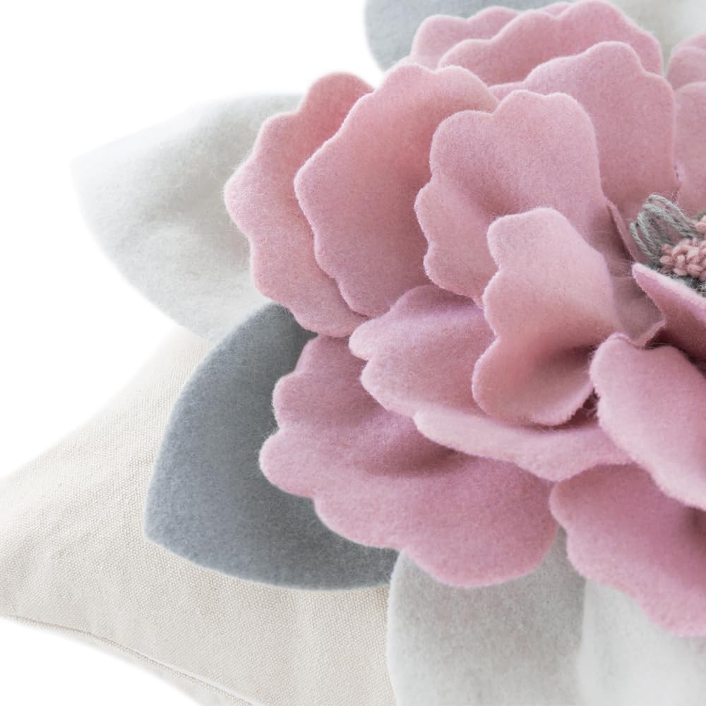 JWH Flower Throw Pillow Cover Decorative 3D Floral Accent Pillow Case Stereo Cushion Handmade Pillowcase for Car Bedroom Bed Couch Sofa 18x18 Inch Pink