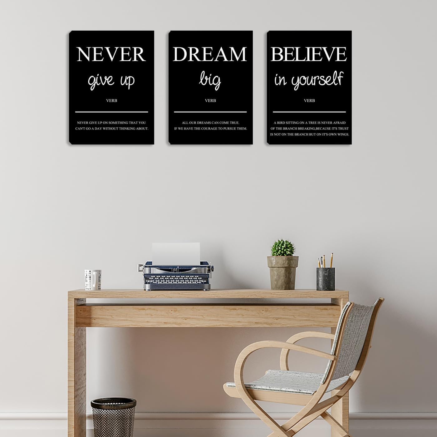 Inspirational Motivational Wall Art for Office Canvas Print Poster Wall Decor Black Painting Pictures Framed Artwork Decorations for Living Room Bedroom Gym Home Decor (60”Wx28”H)