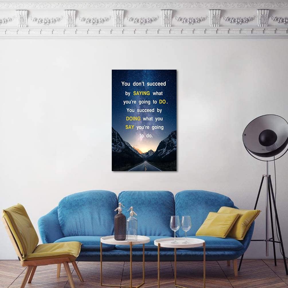 Framed Office Decor Paintings Positive Inspirational Canvas Decoration Wall Pictures Inspirational Quotes Starry Sky Wall Art Ready to Hang-28 inch x 44 inch