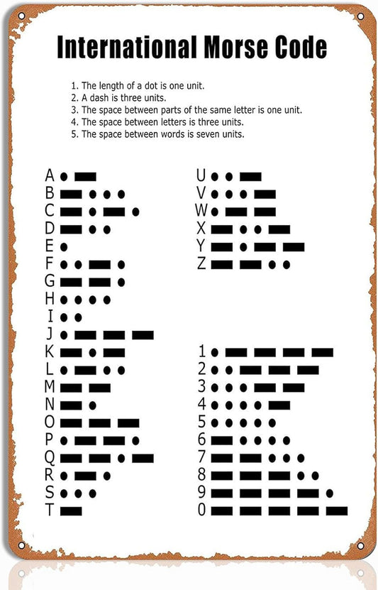 International Morse Code Metal Sign - Educational Wall Art for Classrooms, Offices, or Home Decor, Military Morse Code Gifts, Phonetic Alphabet Poster, 8"x12" Metal Plaque