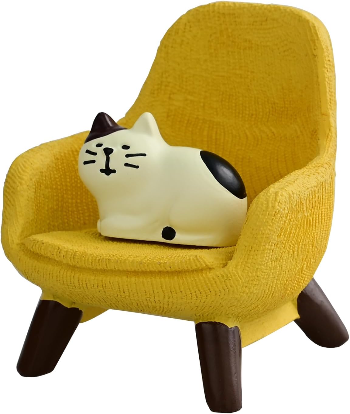 Cute Mini Cat Figurine with Small Sofa Resin Cat Figure for Office Home Decor - Cute Cat Gift for Cat Lovers (Yellow Sofa)