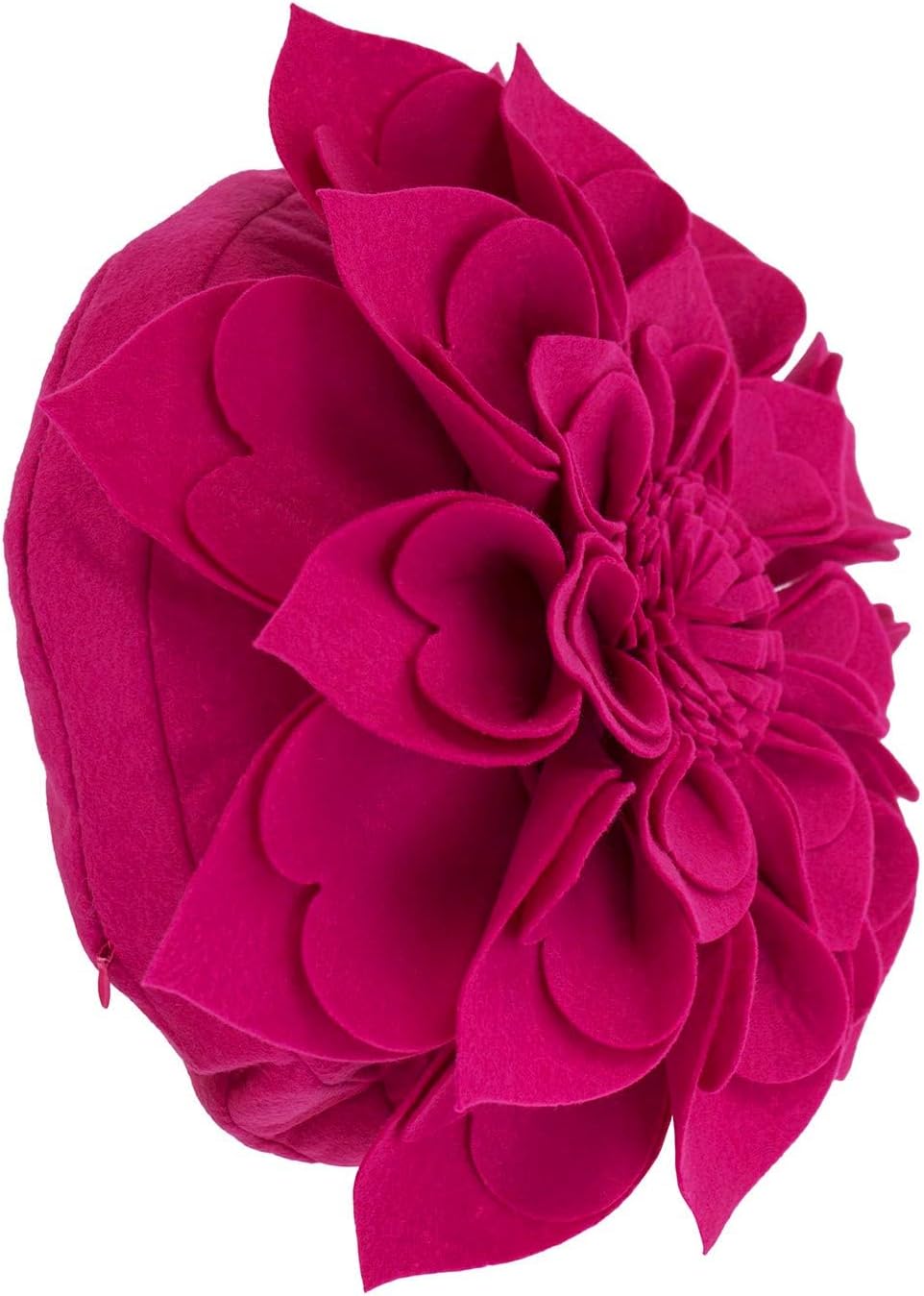 Fennco Styles Handmade 3D Heart-Shaped Petals Flower Decorative Throw Pillow Cover Only - 13" Round Magenta Floral Pillow Case for Couch, Home Décor and Holiday, Housewarming Gift