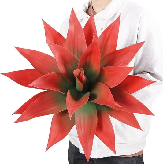 Velener Fall Fake Agave Artificial Plant Outdoor, Red Fake Succulents Plant for Room Decor and Autumn, Unpotted Faux Plants for Outdoor/Indoor Fall Decor, Red, 22 inches, Set of 1