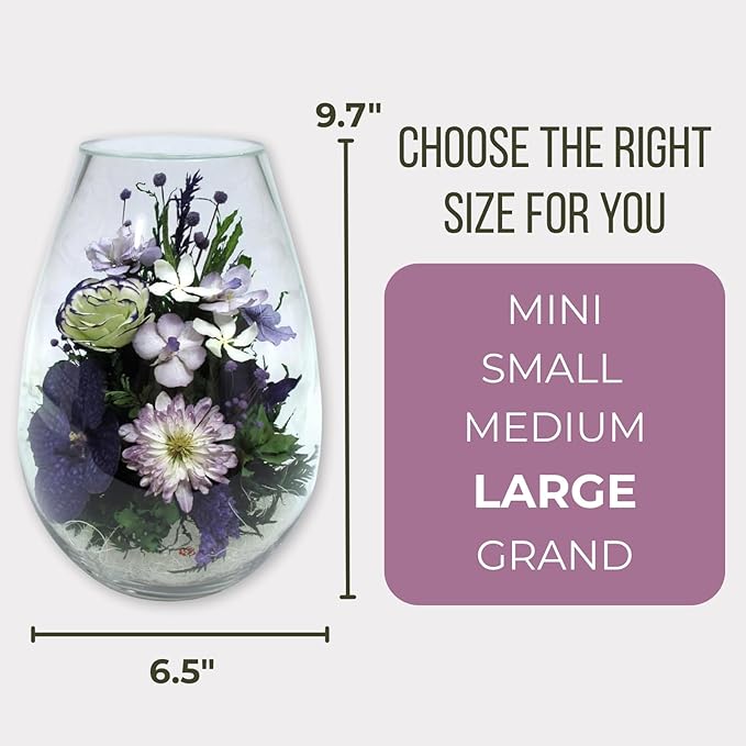 Fiora Flower Elegant Orchid Arrangement in Glass Vase | Preserved Real Orchids Lasting 5 Years | Ideal for Home Decor or Romantic Gift