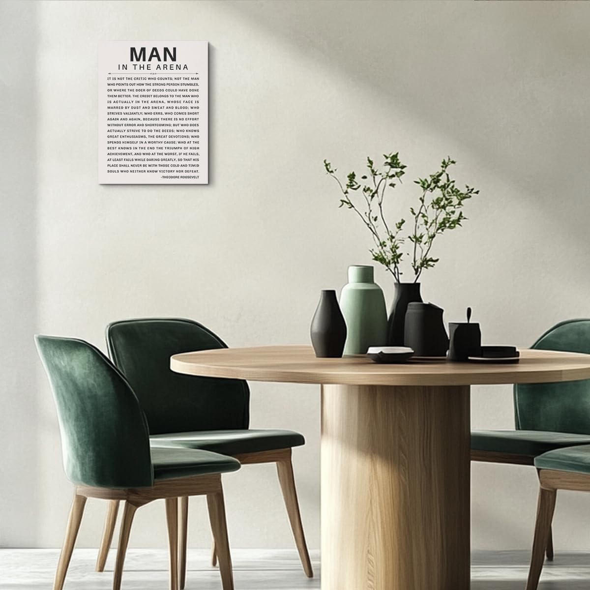 Inspirational Wall Art Office Decor The Man in the Arena Motivational Positive Quote Canvas Print Gift for Men Framed Canvas Wall Decor Positive Affirmations Wall Art for Bedroom Study Gym Room