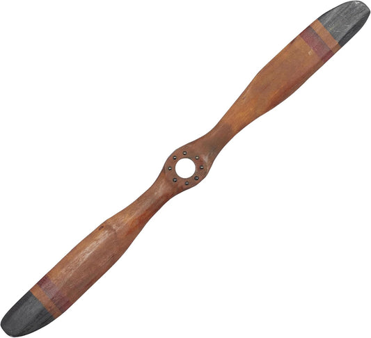 Deco 79 Traditional Wooden Airplane Propeller Decor, 5" H x 48" L, Polished Brown Finish, Model:92671