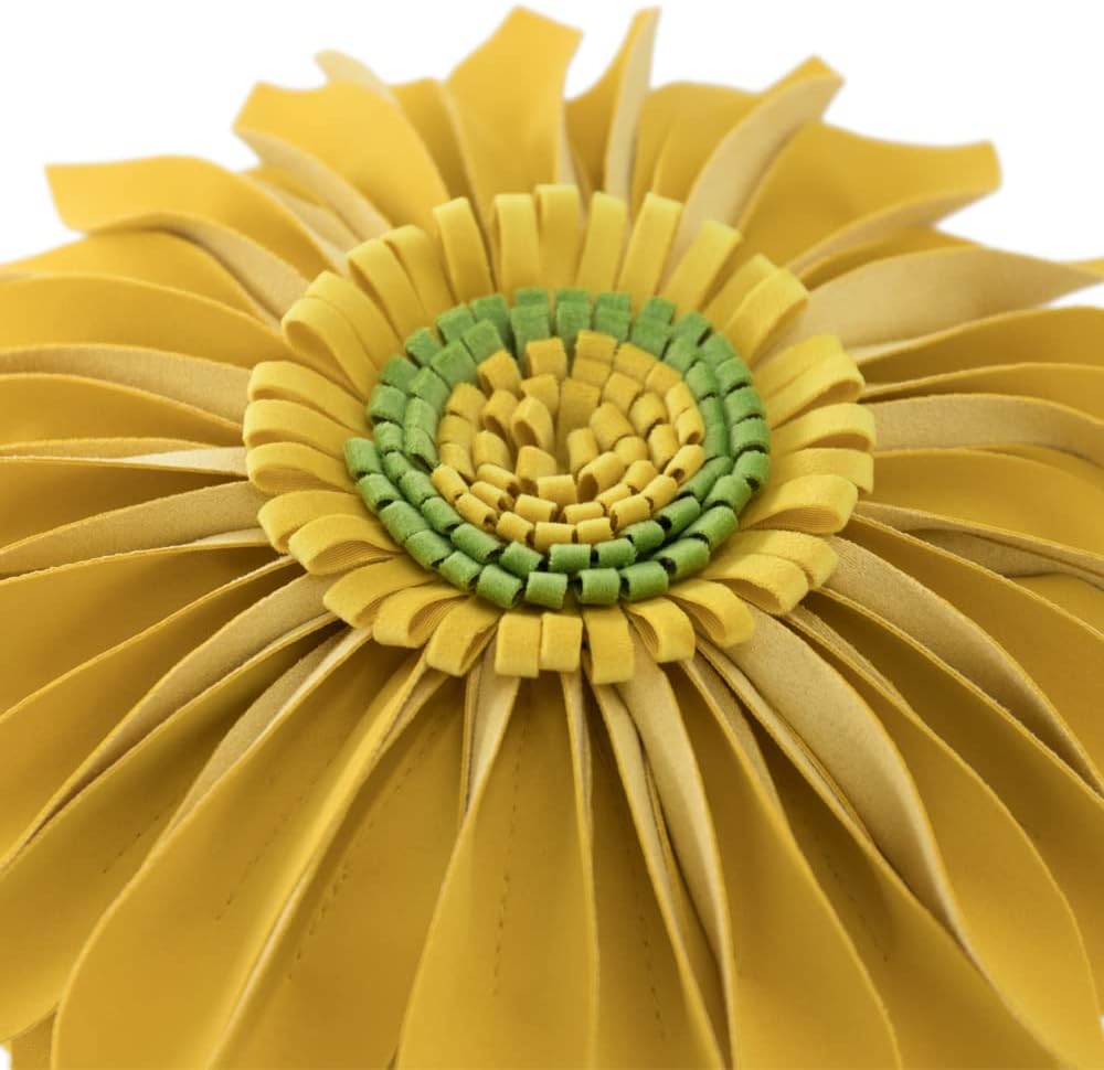 JWH Stereo Flower Throw Pillow Cover Aesthetic Decorative Daisy Accent Pillow Case Round Floral Cushion Handmade Pillowcase for Car Bed Couch Bedroom Chair 12 Inch Mustard Yellow