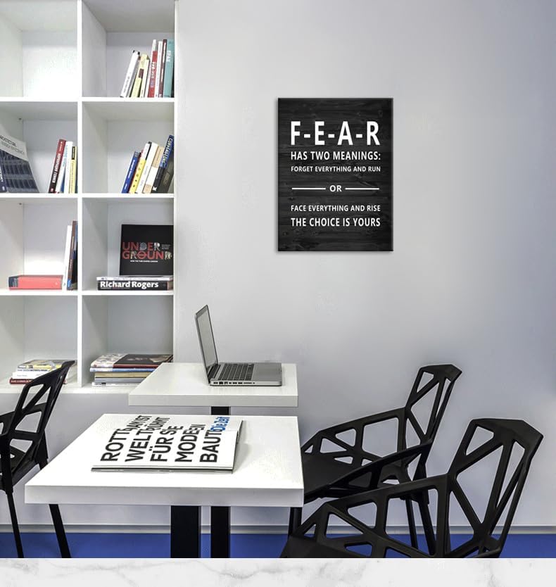 Inspirational Wall Art for Office Quotes Theme Wall Decor for Fear Has Two Meanings Motivational Canvas Prints Poster Framed Artwork Wall Art for Home Decor Framed and Stretched[18''W X 24''H]