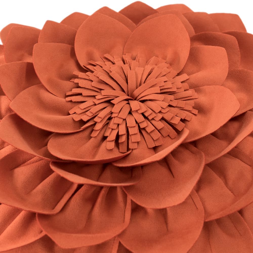 Fall Decorative 3D Flower Throw Pillow Covers Handmade Pillowcases for Sofa Bed Home Room Decor 18 x 18 Inch Pumpkin Orange