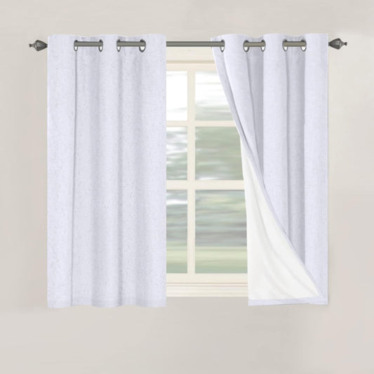 H.VERSAILTEX Primitive Linen Curtains 100% Blackout Curtain Drapes Burlap Curtains with White Thermal Insulated Liner, Grommet Top Drapes Living Room/Bedroom (2 Panels, 42 x 45 Inch, Bright White)