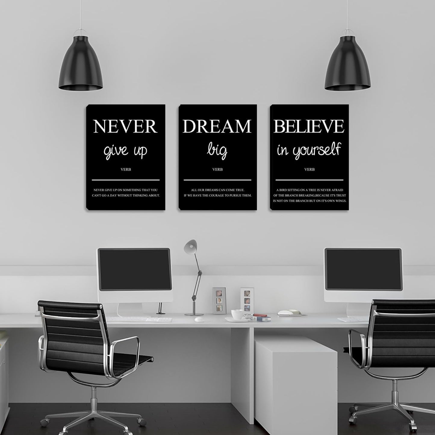 Inspirational Motivational Wall Art for Office Canvas Print Poster Wall Decor Black Painting Pictures Framed Artwork Decorations for Living Room Bedroom Gym Home Decor (60”Wx28”H)
