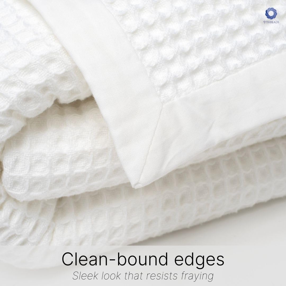 GOTS Certified Organic Cotton Waffle Weave Blanket, Throw Bed Blanket,50"X60" Cozy Throw Blanket for Couch, Modern Home Decor, Throw Blankets, Comfy Waffle Blanket & Soft Bed Blankets -White