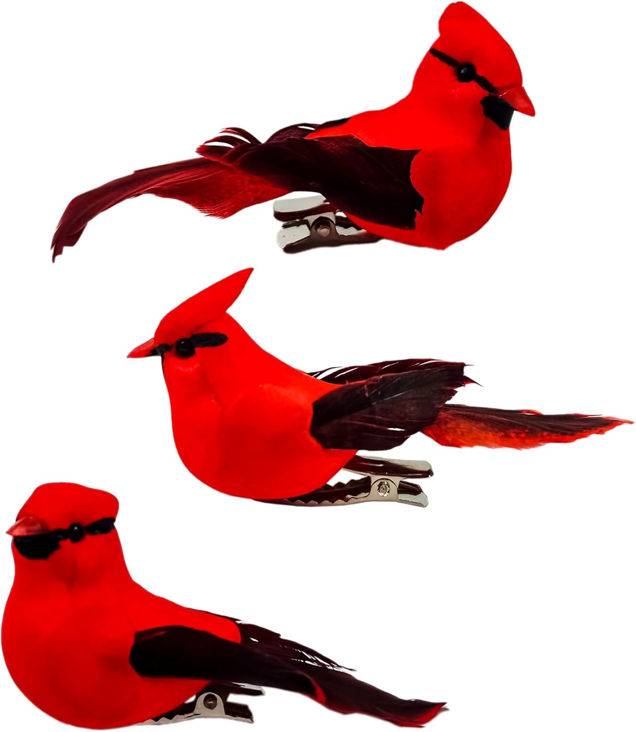 Berfutall-Cardinal Clip On Christmas Tree Ornament Decorations - Red Feathers Set of 12 Pieces Each is 2.8" Lon(C)…