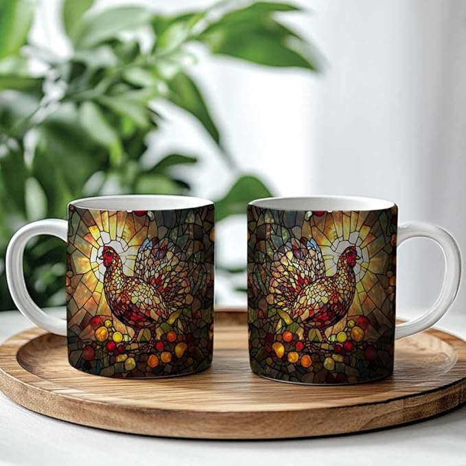 Thanksgiving Turkey and Autumn Fruits Coffee Mug - Thanksgiving Turkey Lover Mugs Gifts for Women Men - Birthday, Christmas Gift for Friend Mom Dad Wife Husband - 11oz Printed Ceramic Cup