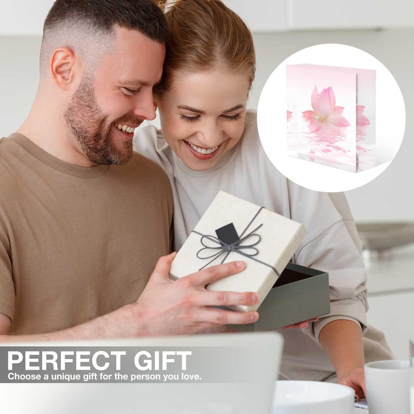 Desk Ornaments for Office Beautiful Lotus Acrylic Counselor Gifts for Women - Valentines Day Gifts for Office Staff - Thank You Gifts for Women Teacher, 4x4x1inch