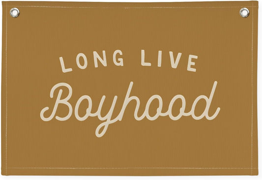 Long Live Boyhood Orange Fall Banner Boy Room Decor,Banner Flag Nursery Playroom Wall Decor for Boys Bedroom Living Room Dorm Toddler Decorations for Kid Banner Wall Hanging Flag Linen Banner 30x20
