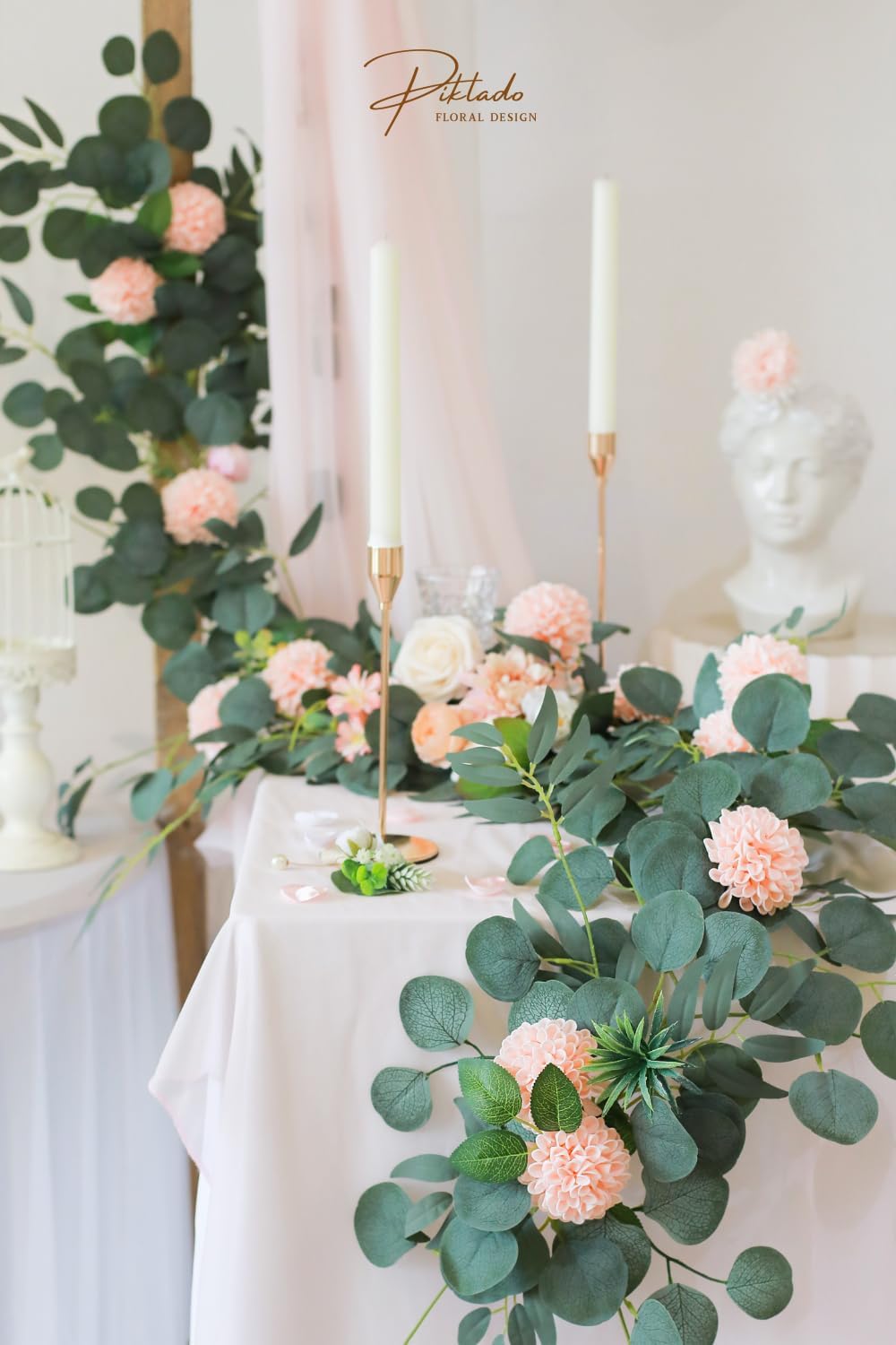 Faux Wedding Dahlia Flowers 25 Pink Roses with Stems for DIY Wedding Decor Centerpiece Arrangement Bouquet (Blush)