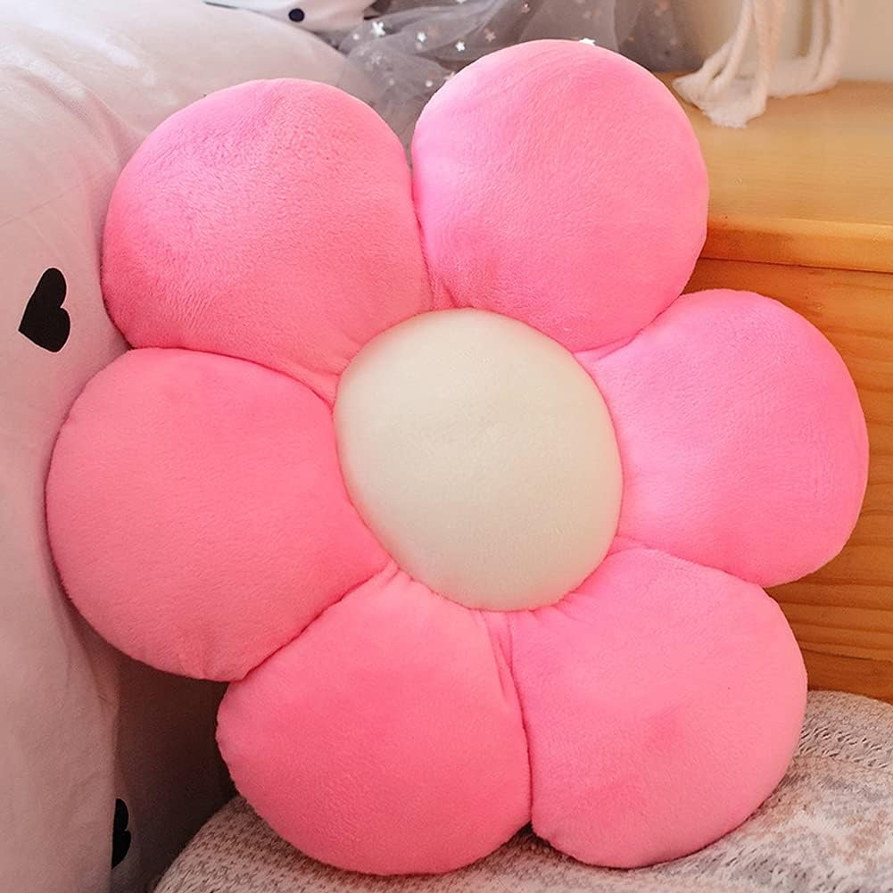 lannery Flower Plush Throw Pillows, Flower Floor Pillow Seating Cushion Toy for Reading, Room, Watching TV (11.8", Pink-1)