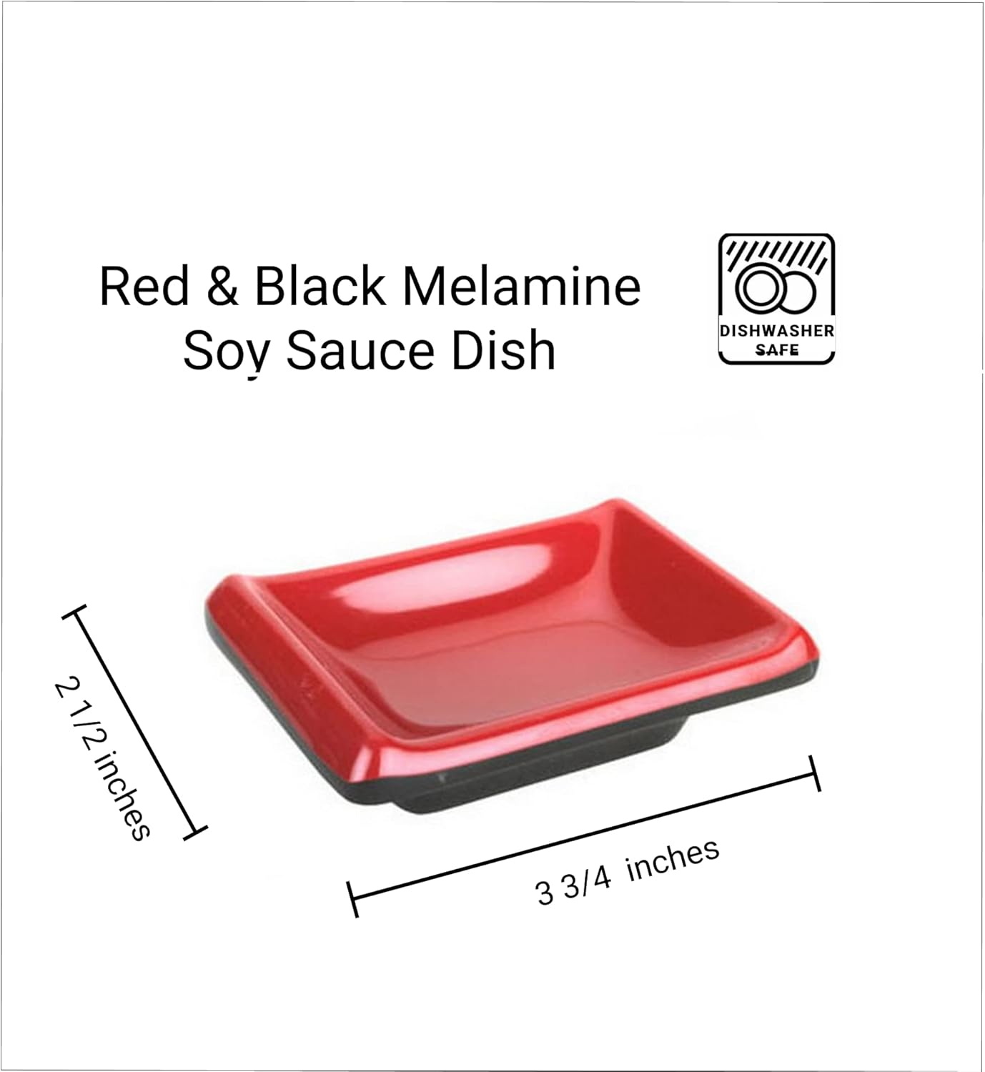 JapanBargain 2380, Set of 4 Soy Sauce Dishes Dipping Sauce Dishes Dipping Bowls Side Dishes, Black and Red Color