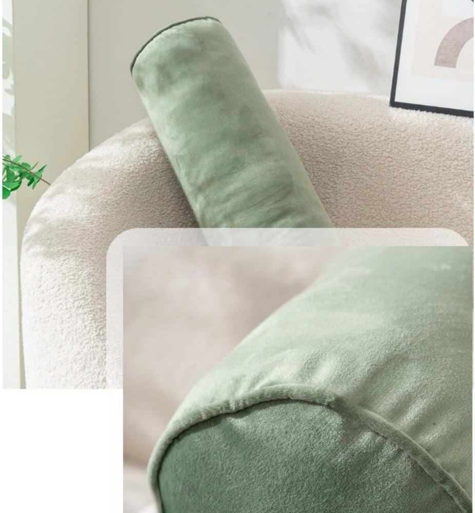 Cylinder Bolster Throw Pillow Roll Neck Pillow Velvet Round Bolster Decorative Throw Pillow for Couch & Bed Cervical Neck Pillow for Neck Home Office Car Decor (Green)