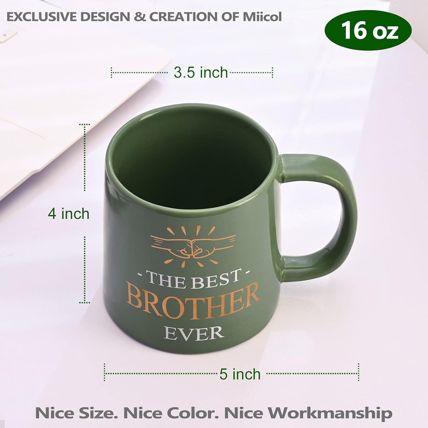 Miicol Funny Coffee Mug 16 oz, Green Coffee Cup, Large Ceramic Tea Mug, Gift Idea for Men, Brother, Tea Cup, Unique Gift for Birthday, Christmas
