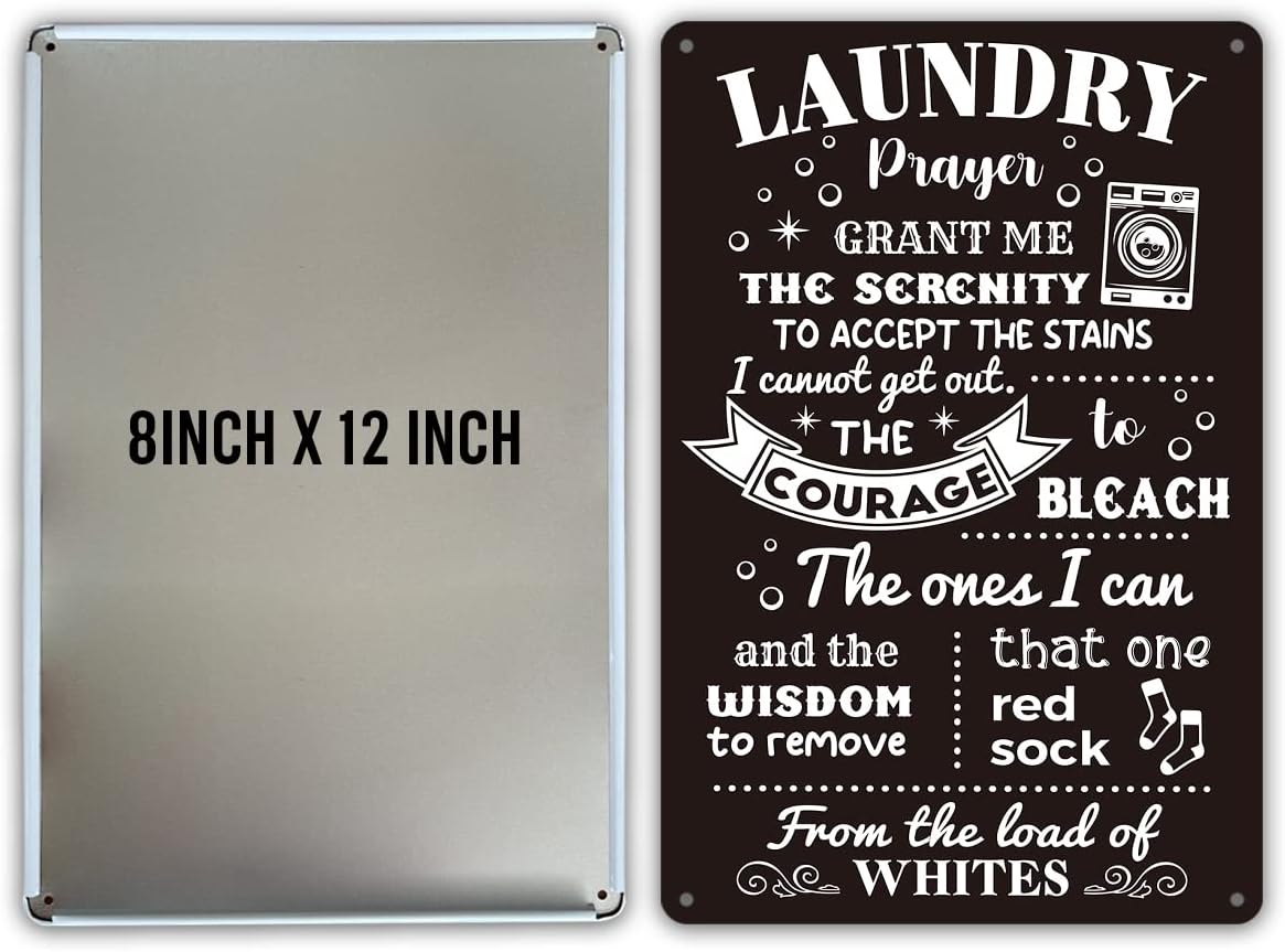 Funny Laundry Room Quote Metal Tin Sign Wall Decor, Laundry Prayer Grant Me the Serenity to Accept Laundry Room Sign for Home Decor Gifts