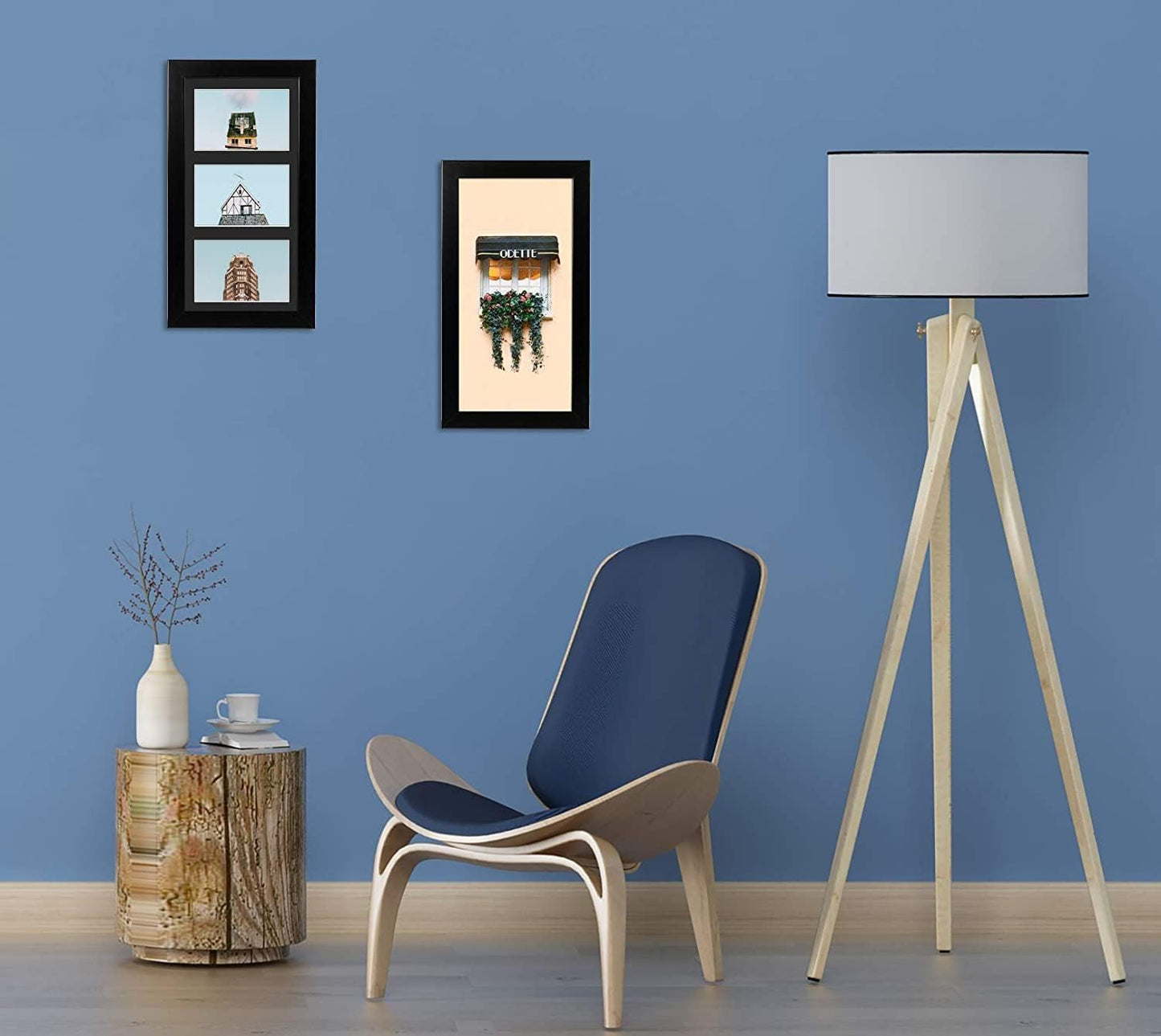 Golden State Art, Set of 2, 7x14 Wood Frame for Three 4x6 Picture - Black with 3-Opening Black Mat Color - Portrait or Landscape Wall Mounting Sturdy And Easy To Install Real Glass Front (Black, Wood)