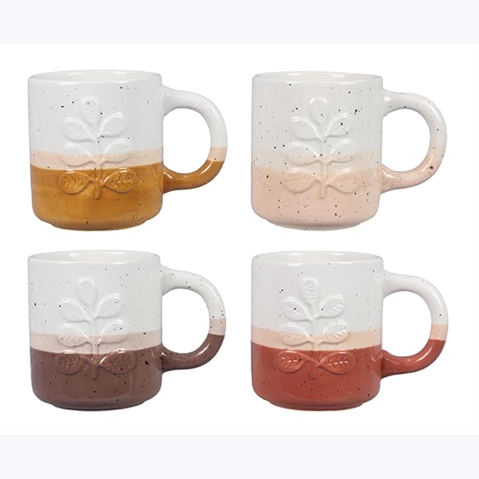 Young's Inc. Ceramic Autumn Boho Color Dipped Mugs, Fall Gift Set, Autumn Coffee Mugs Fall Kitchen Decorations, Thanksgiving Mug for Home Dećor Accessories, 4 Ast.