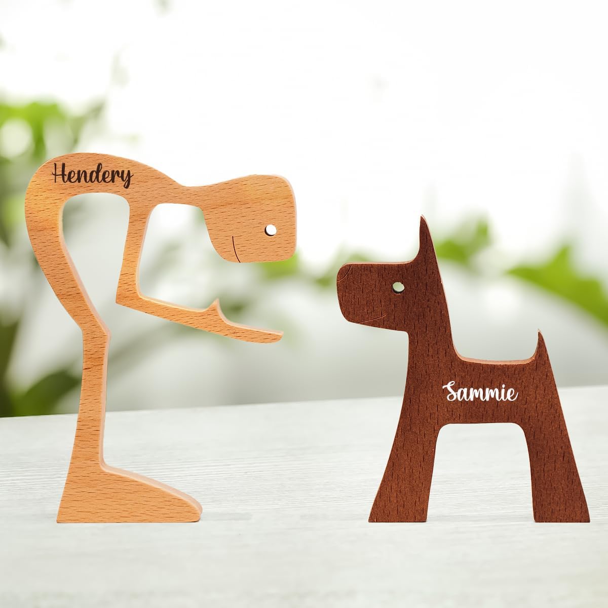 DOPTIKA Personalized Dog Statue Home Decor, Wooden Sculpture Pet Carving, Table Decoration, Memory Gift for Dog Lovers, Dad, Housewarming Ideas