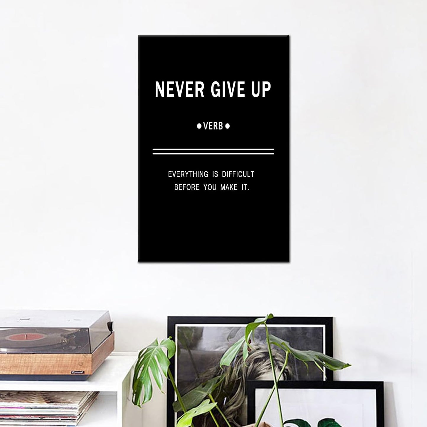 Inspirational Canvas Wall Art Motivational Never Give Up Painting Success Picture Poster Positive Motto Office Quotes Print Artwork for Living Room Workplace Stretched Ready to Hang [24''Wx36''H]