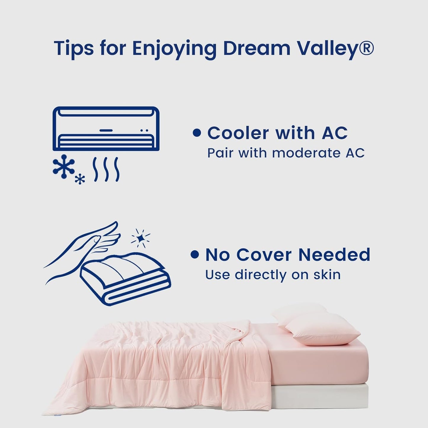 Dream Valley®Outlast®Deepsleep Cooling Comforter, Throw Size, NASA-Grade Space Technology Cooling Blanket for Hot Sleepers Night Sweats, Q-Max > 0.45 Aerocool™Breathable, Pink Blush, 60"x80"