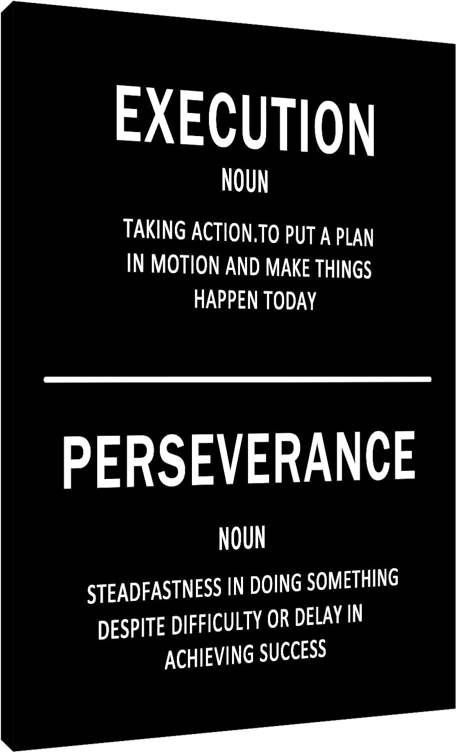 Entrepreneur Motivational Canvas Wall Art Inspirational Quotes Execution Perseverance Poster Print Framed For Home Office Workplace Classroom Bedroom Wall Decoration [12''Wx18''H]