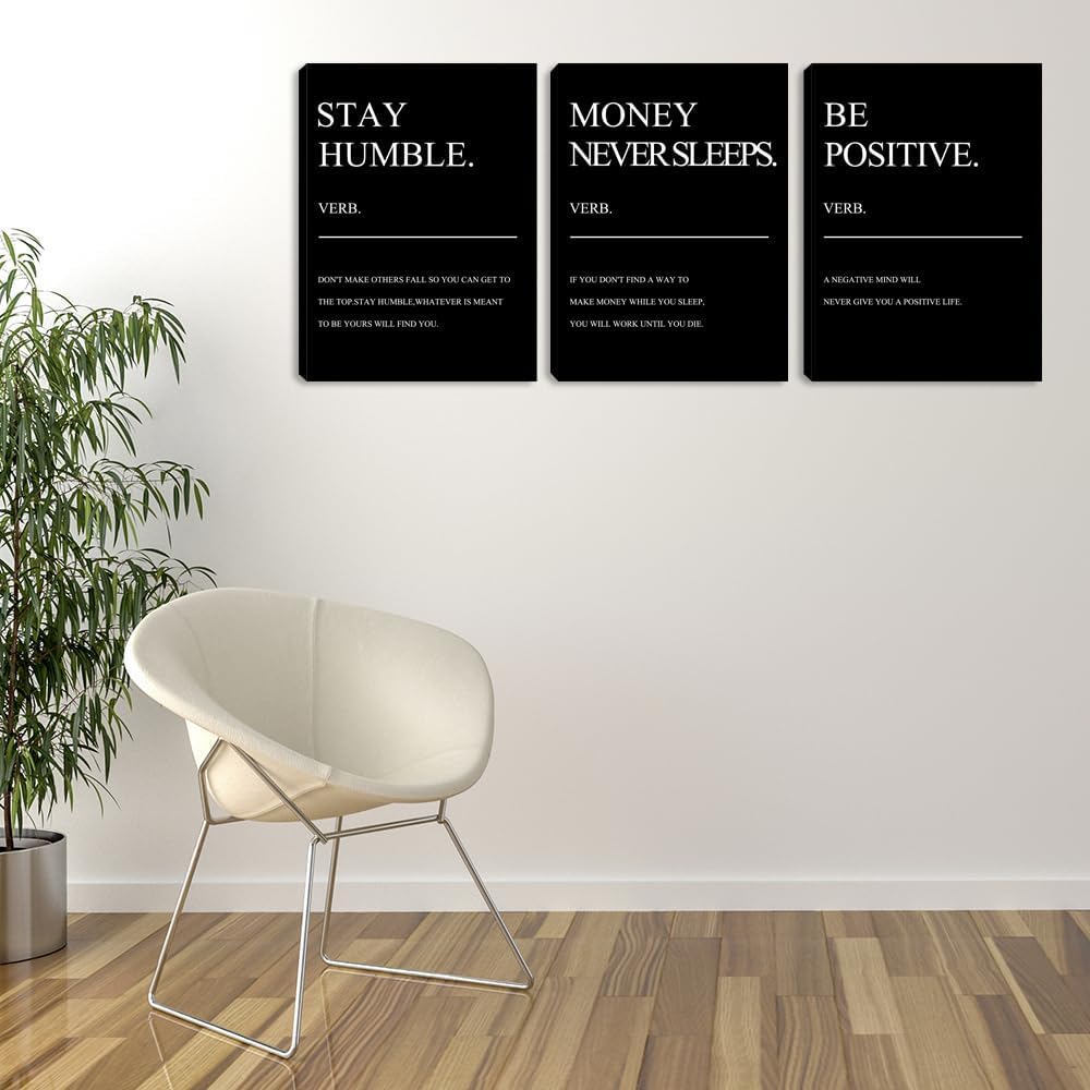 Large Motivational Framed Wall Art 3 Pieces Positive Quotes Decor Picture Painting Prints Artwork Inspirational Office Art Wall Decor Poster Home Wall Decoration for Bedroom Living Room (72" Wx36 H)