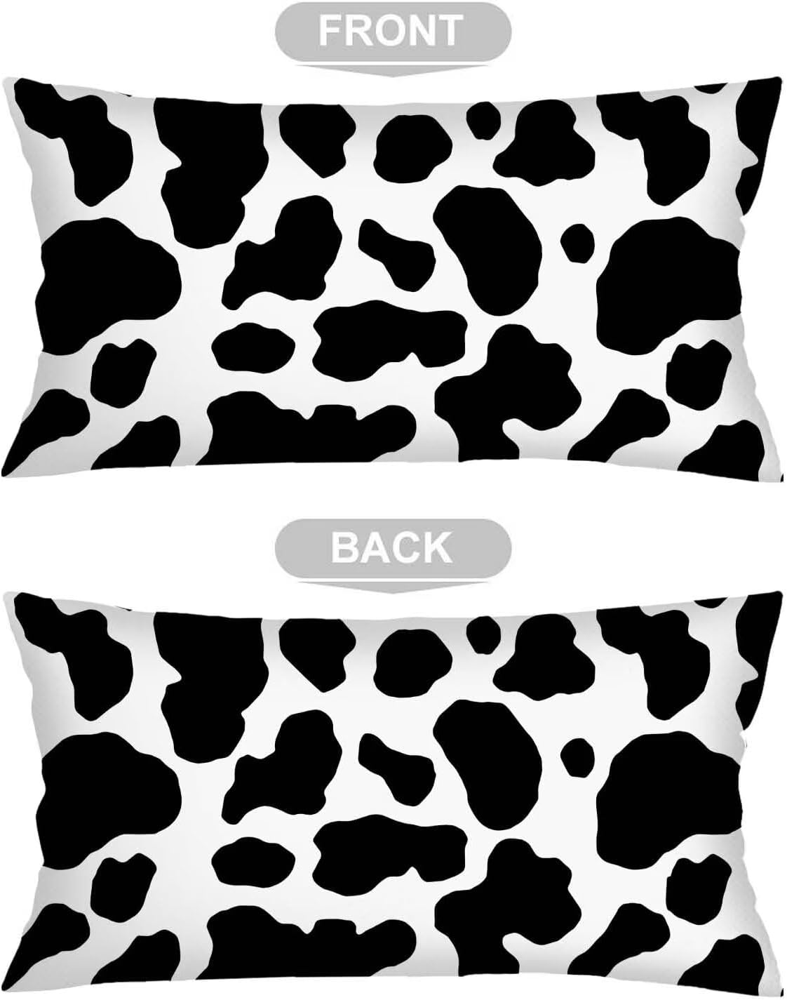 Cow Print Pillow Cases King Size Pillow Covers with Zipper, Black and White Cow Cowhide Printed Cushion Case Western Pillows Cover Farmhouse Decorative Pillowcase for Bed,Couch,Sleeping,20"x40"