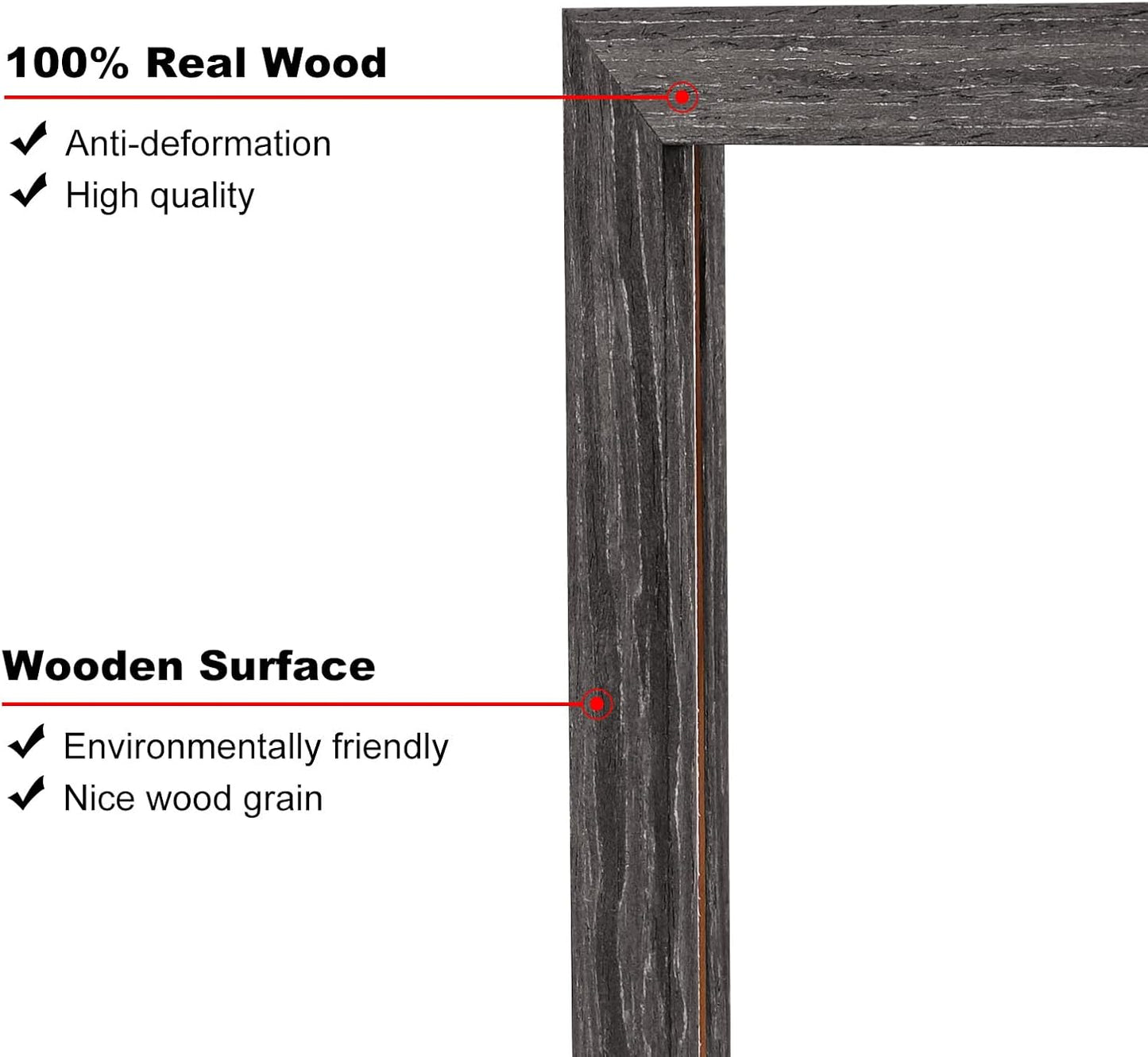 KINLINK 3.5x5 Picture Frame Ash Black, Solid Wood Frames with Plexiglass for Table Top and Wall Mounting, Photo Frames for Horizontal or Vertical Display, 4 Pack