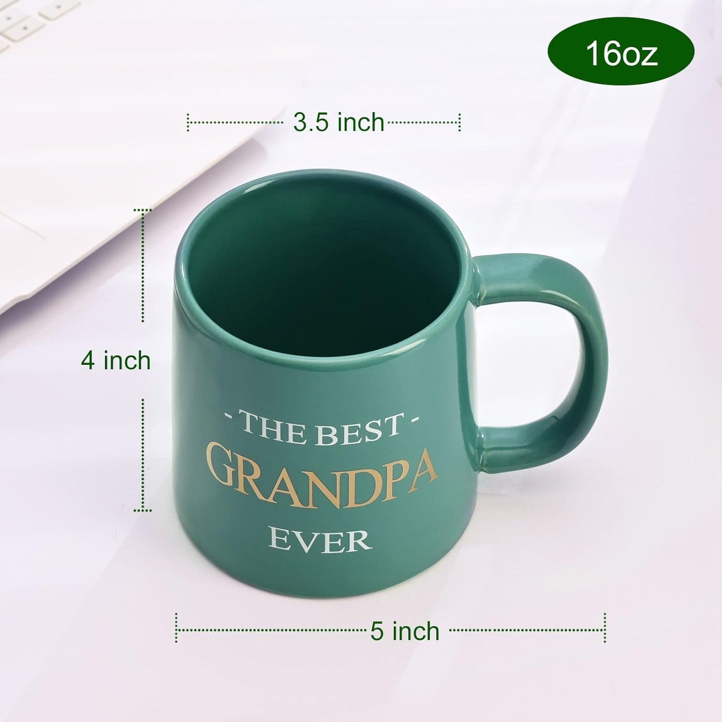Miicol Funny Coffee Mug 16 oz, Large Ceramic Tea Mug, Gift Idea for Grandpa, Men, Cute Office Coffee Cup, Cyan Tea Cup, Unique Gift for Birthday, Christmas