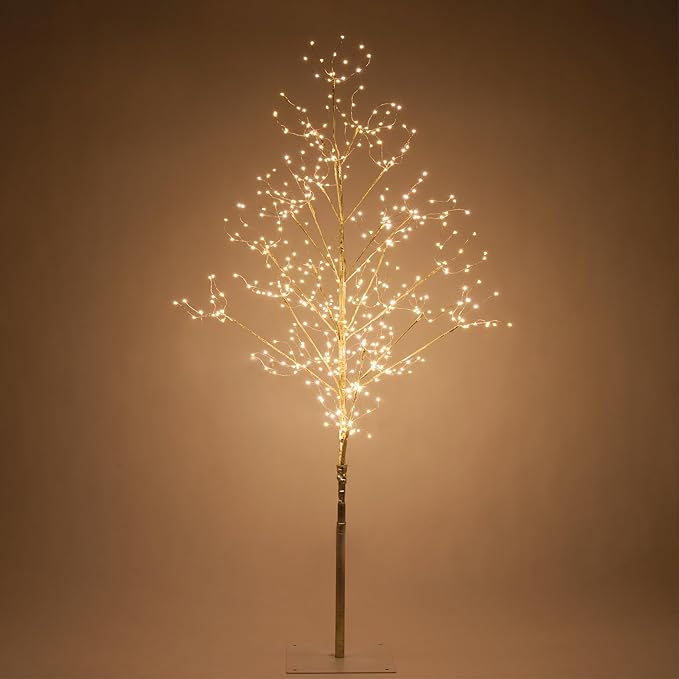 4 Ft Gold Fairy Light Tree Artificial Tree Bedrom Décor Gold Room Decor, 390 Warm White LED Lights