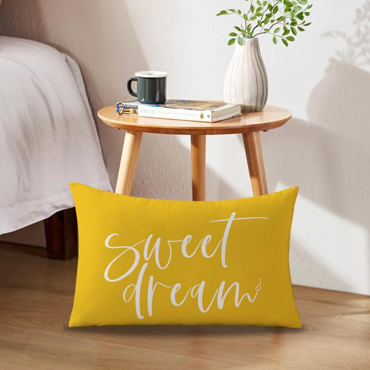Bedding Decorative Pillowcases Reversible Give It to God and Go to Sleep Cushion Covers Sleep Themed Throw Pillow Covers 12''x20'' for Bedroom Guest Room Housewarming Gifts (Yellow)