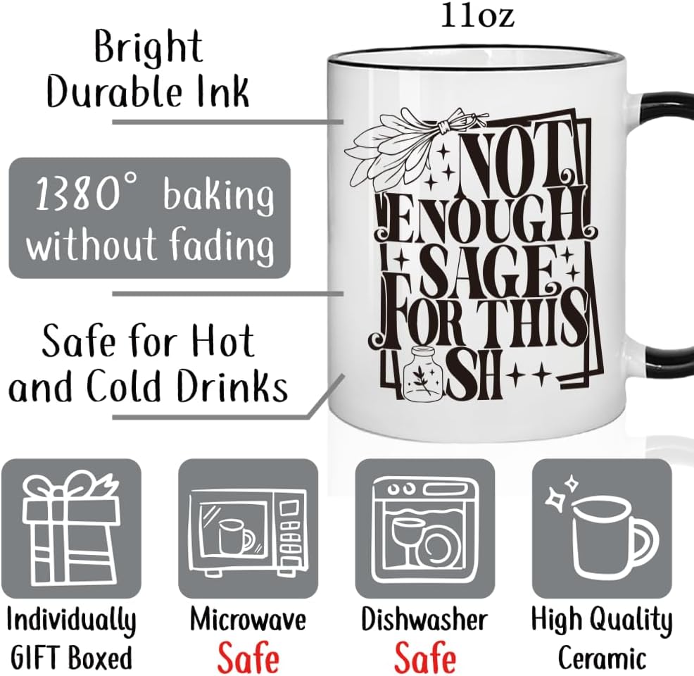 Funny Tarot card Coffee Tea Mug for Women Men - Not Enough Sage, Witchy Witch Witchcraft Birthday Presents for Friends Coworker Boss 11oz
