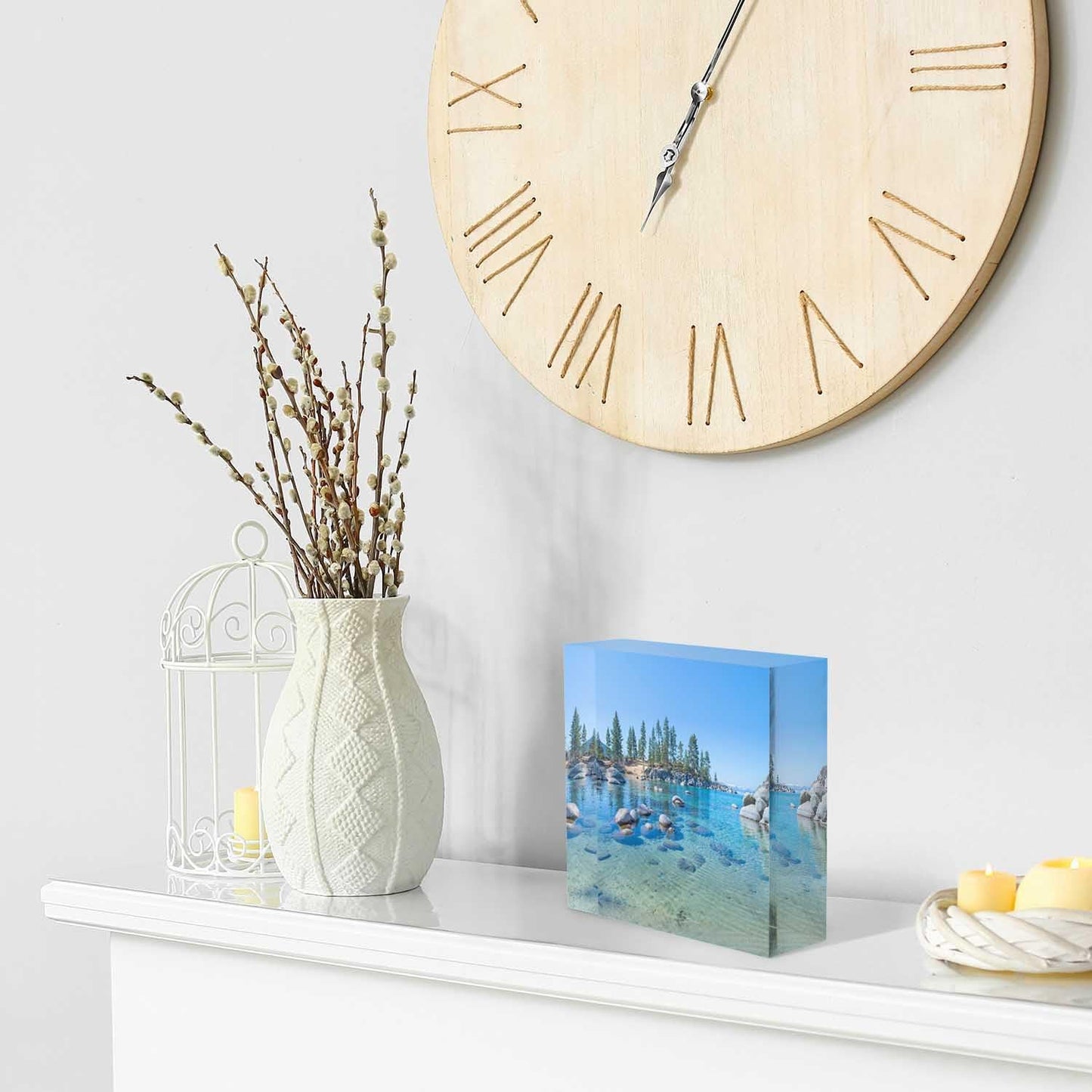 Desk Ornaments: Beautiful Blue Clear Water Farewell Gift for Coworkers, Appreciation for Teachers, New Home Gift for Friends - 4x4x1 Inch