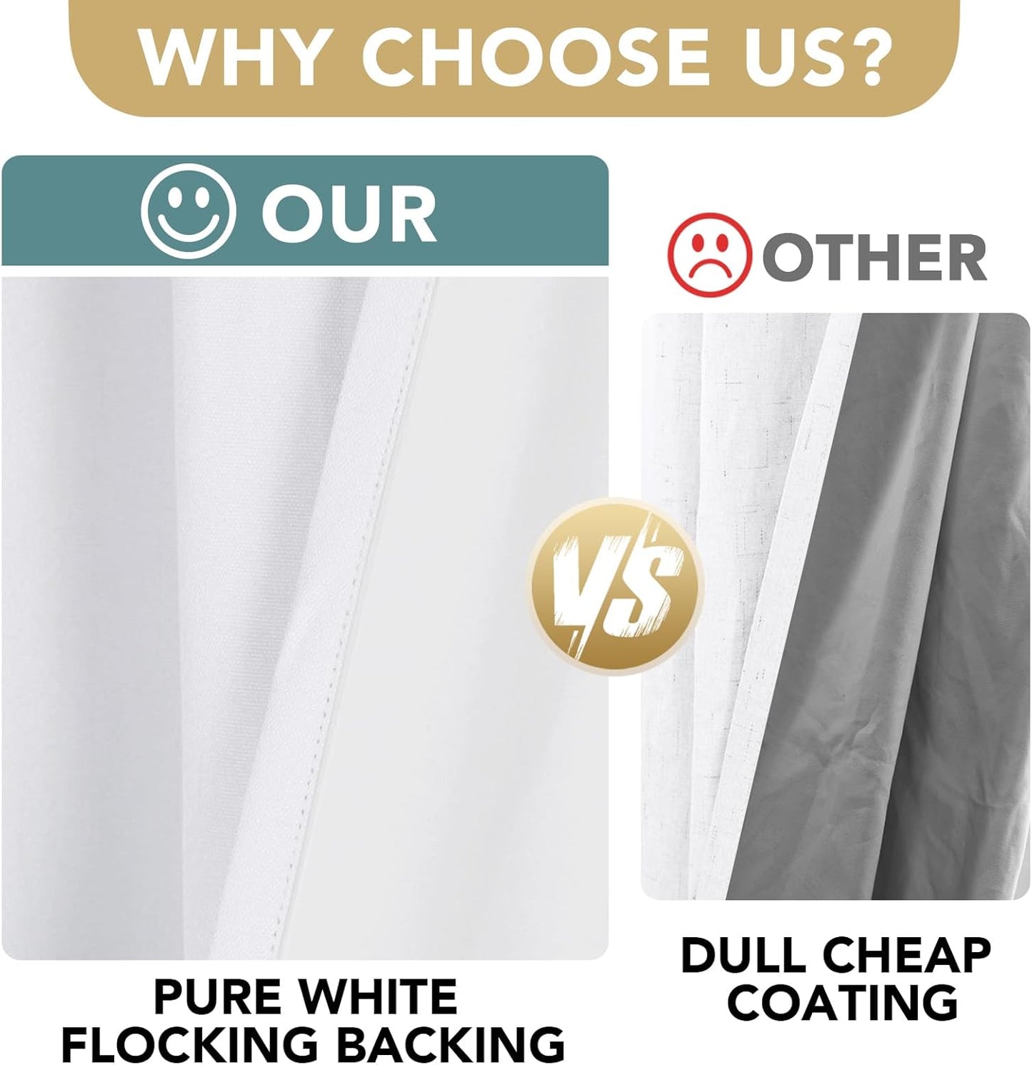 H.VERSAILTEX 100% Blackout Curtains for Bedroom Thermal Insulated Linen Textured Curtains Heat and Full Light Blocking Drapes Living Room Curtains 2 Panel Sets, 52x84 - Inch, Pure White